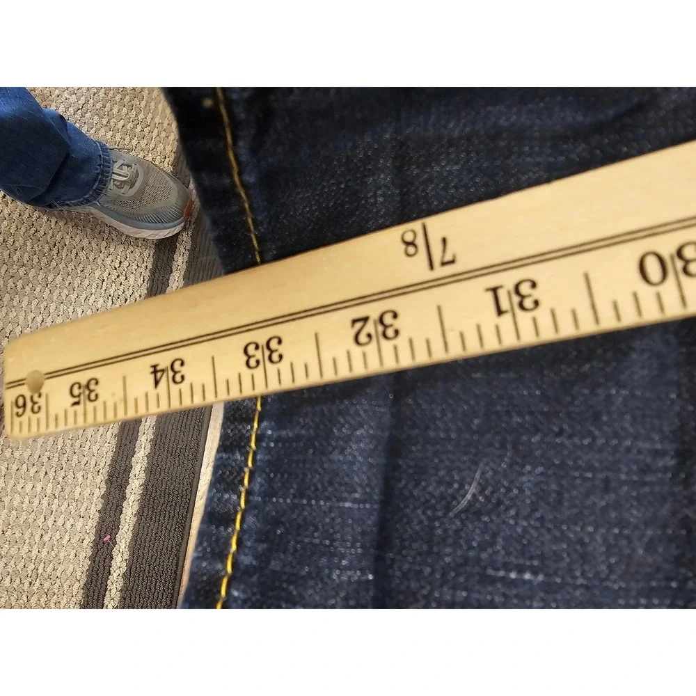 True Religion Section Slim Mens Jeans 38 Dark Wash Indigo Denim Cotton 31 Inseam